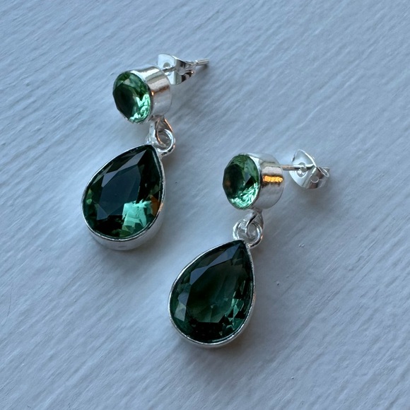 NWOT Sundance Sea Waters Earrings, Green Amethyst, Sterling Silver - Picture 2 of 6